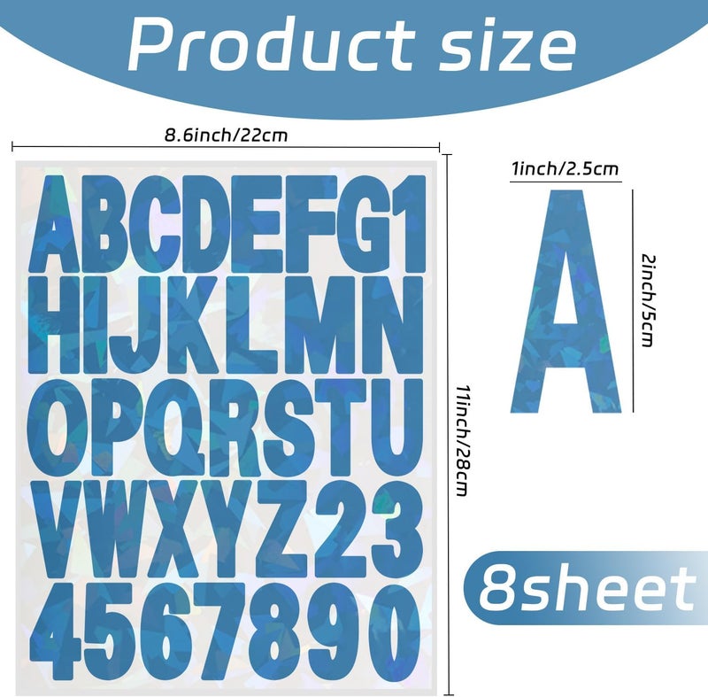 starboling Letter Stickers,2 inch 8 Sheets Dark Blue Alphabet Sticker,Self Adhesive Vinyl Letter Stickers Mailbox Numbers,for Arts Crafts Outdoor Sign Poster Mailbox Sign Doors Mailboxes Car Truck - Image 2